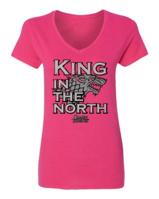 Maglietta Da Donna Medium 'King In The North Direwolf With A Crown' - Fan Del Trono Di Spade, Manica Corta, Nera