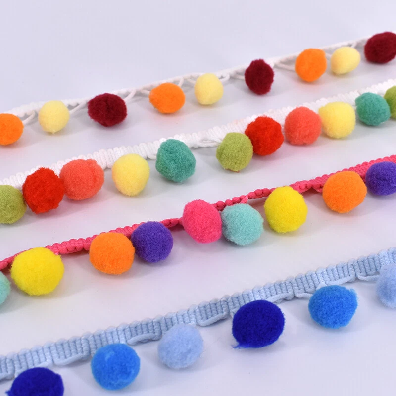 3 Yard Colorful Tassel Trim Fringe Pom Balls Ribbon Fabric Sewing Band DIY Craft - Image 3 of 4