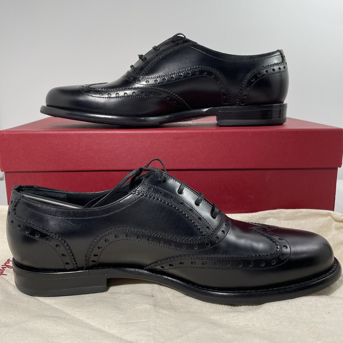 New Salvatore Ferragamo Mens Wingtip Oxford Brogues Size 7.5 