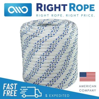 RIGHTROPE.COM 5/8" x 100' Double Braid Polyester Arborist Bull Rope Tree Rigging Line