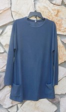 Boho Lagenlook Casual Gray Large Pockets ! Soft Shift Dress Misslook Baggy