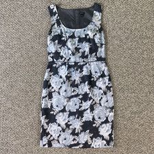 Ann Taylor Dress 4 Multicolor Floral Silk Sheath Scoop Neck Sleeveless Lined Zip