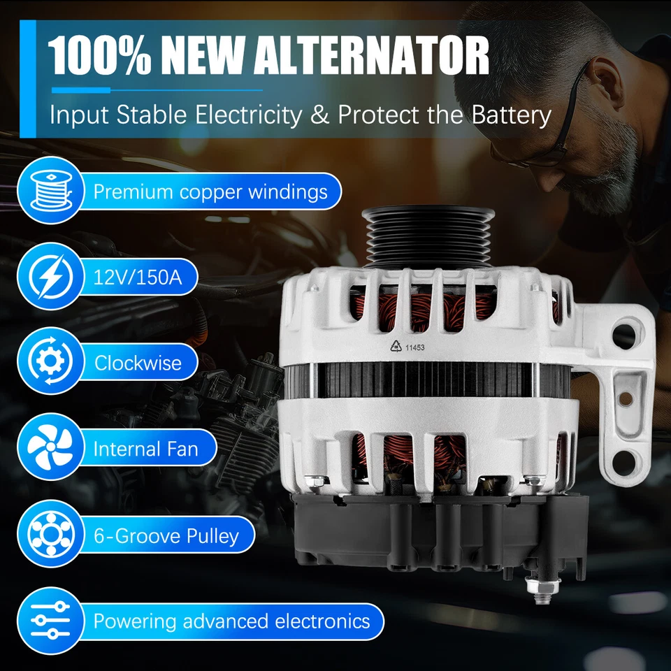 OEM Alternator For 2010-2012 Cadillac SRX Chevy Equinox GMC Terrain 3.0L 11453 - Image 4 of 4