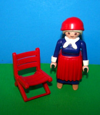 Playmobil 5341 Saleswoman Figure & Red Folding Chair Victorian Produce Stand