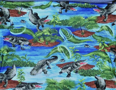 Curtain Valance Nautical Alligator Crocodile Tropical Swamp Log River Lake 14'' 