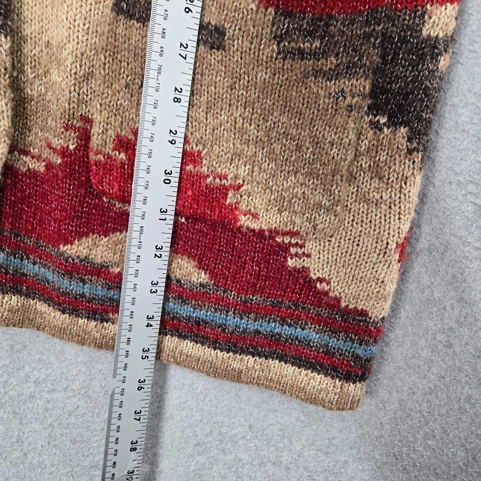 Suéter de mujer Jill mediano rojo cárdigan geométrico suroeste azteca LEER Foto 3 de 4