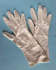 Vintage Ladies White Cream long formal gloves Size 6.5 Cotton