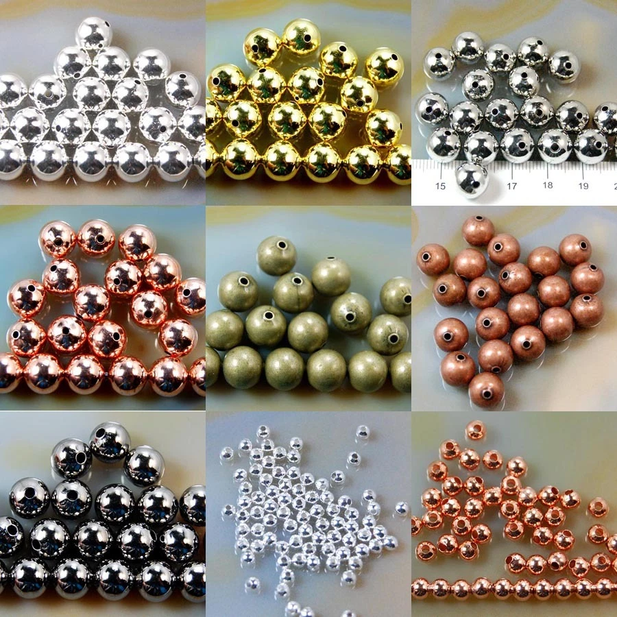 Wholesale Smooth Round Metal Copper Spacer Beads 2.4mm 3mm 4mm 5mm 6mm 8mm 10mm - Image 2 of 3