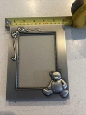 Vintage Elegant Brush Nickel ~ Baby Frame 6" x 4"  3D Teddy Bear
