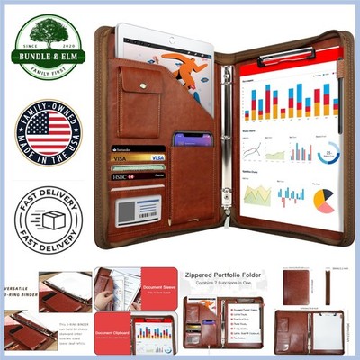 Sophisticated A4 Brown Portfolio Organizer for Men & Women - Office Essential
