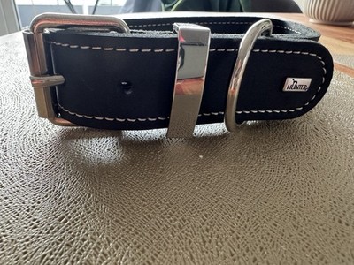 Hunter Hundehalsband Leder schwarz M