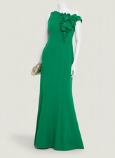 Rickie Freeman by Teri Jon Women's Green Floral One-Shoulder Dress Size 4