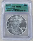 2004 American Silver Eagle ICG MS 70 US Mint $1 Coin