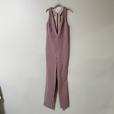 ASOS Women s Mauve Plunge Neckline Strappy Back Jumpsuit Sz 6 Night Out Party