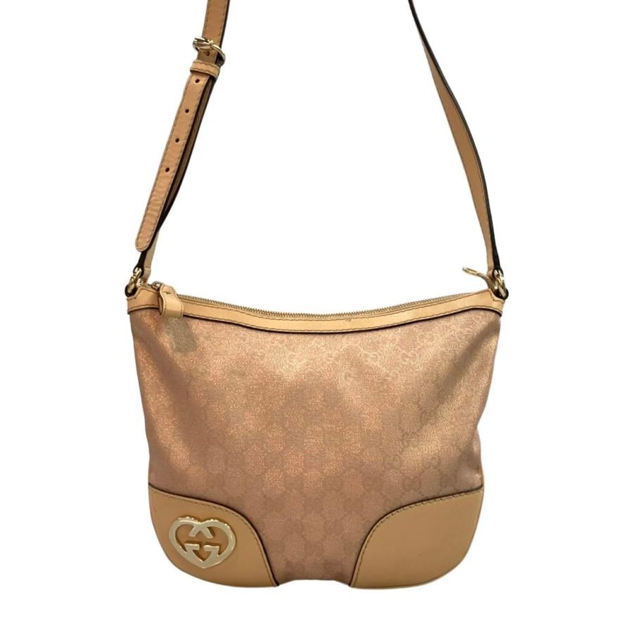 Gucci Lovely Heart GG Canvas Crossbody Bag Beige 22.5x29cm Made in Italy