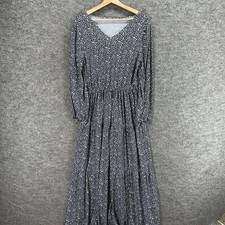 Unbranded Dress Women L Large Black Animal Print Maxi Long V-Neck Long Sleeve
