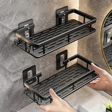 2PCS No-Drill Bathroom Shelf Shower Corner Rack Wall Mounted Storage Organizer
