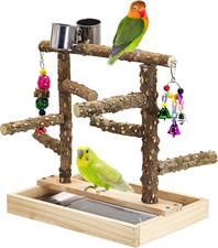 Natural Wood Bird Playground for Training  Playing, Parrot Perch Stand Jungle G