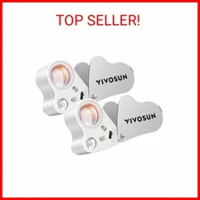 VIVOSUN 2-Pack 30X 60X Illuminated Jewelers Loupe Foldable Magnifier with LED Li