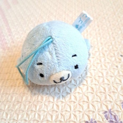 San-X Mamegoma Korokoro Plush Mascot Strap Mini Blue 6cm Keychain