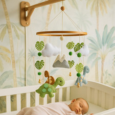 Dinosaur Baby Mobile Nursery Crib Cloud Mountain Neutral Baby Mobile Handmade