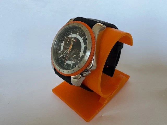 Tommy Hilfiger Men's Chronograph Watch Black Dial Orange Bezel 5ATM Water Resis - Image 4 of 4