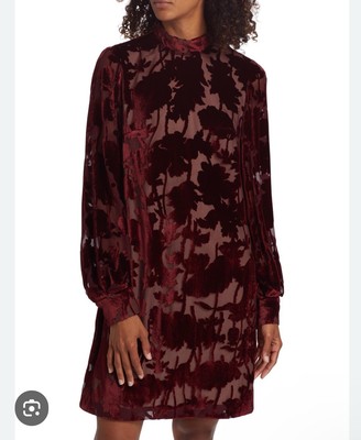 $1590 Lela Rose Elizabeth Floral Burnout Long Sleeve Velvet Dress
