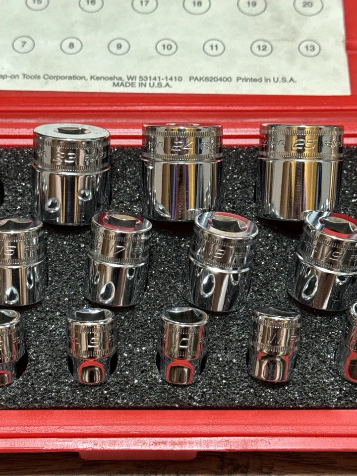 Snap-On 21-piece Metric 6-26mm 3/8” Drive Chrome Socket Set PAK620400 - Image 4 of 4