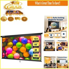 100 Inch Manual Pull-Down Projector Screen 4K HD Indoor Outdoor