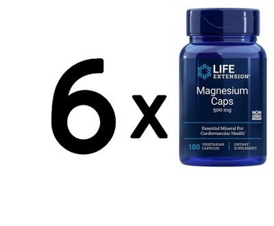 6 x Life Extension Magnesium Caps, 500mg - 100 vcaps (116,58 EUR/kg)