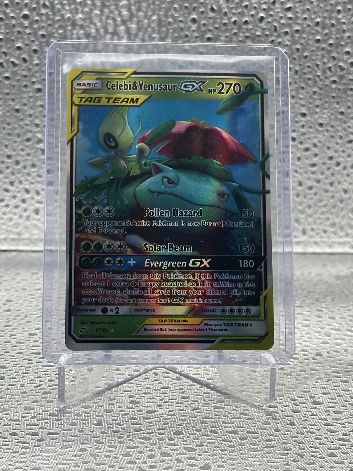 2019 Pokémon Celebi Venusaur GX TAG TEAM Ultra Rare Holo Sm-Team Up 1/181