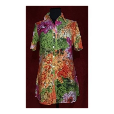 Women Peter Hahn shirt multicolor cotton 42/XL/#C87S