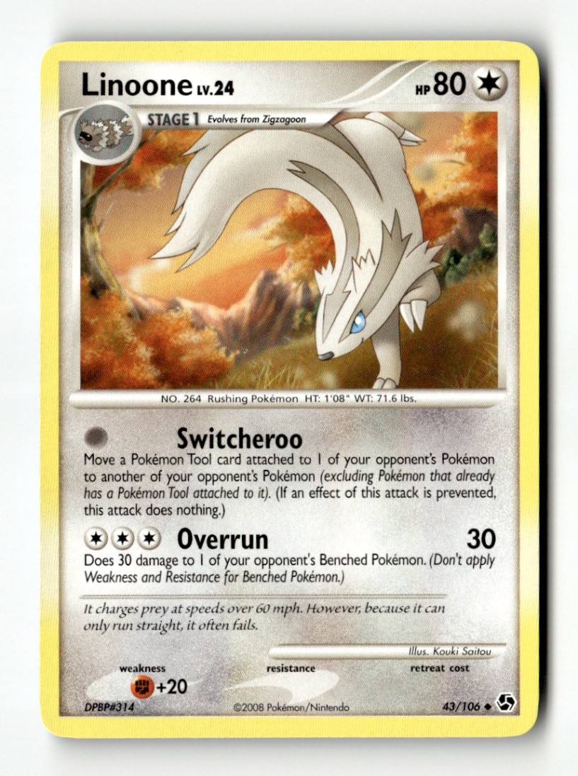 Linoone Uncommon Great Encounters 43/106 NM Pokémon TCG