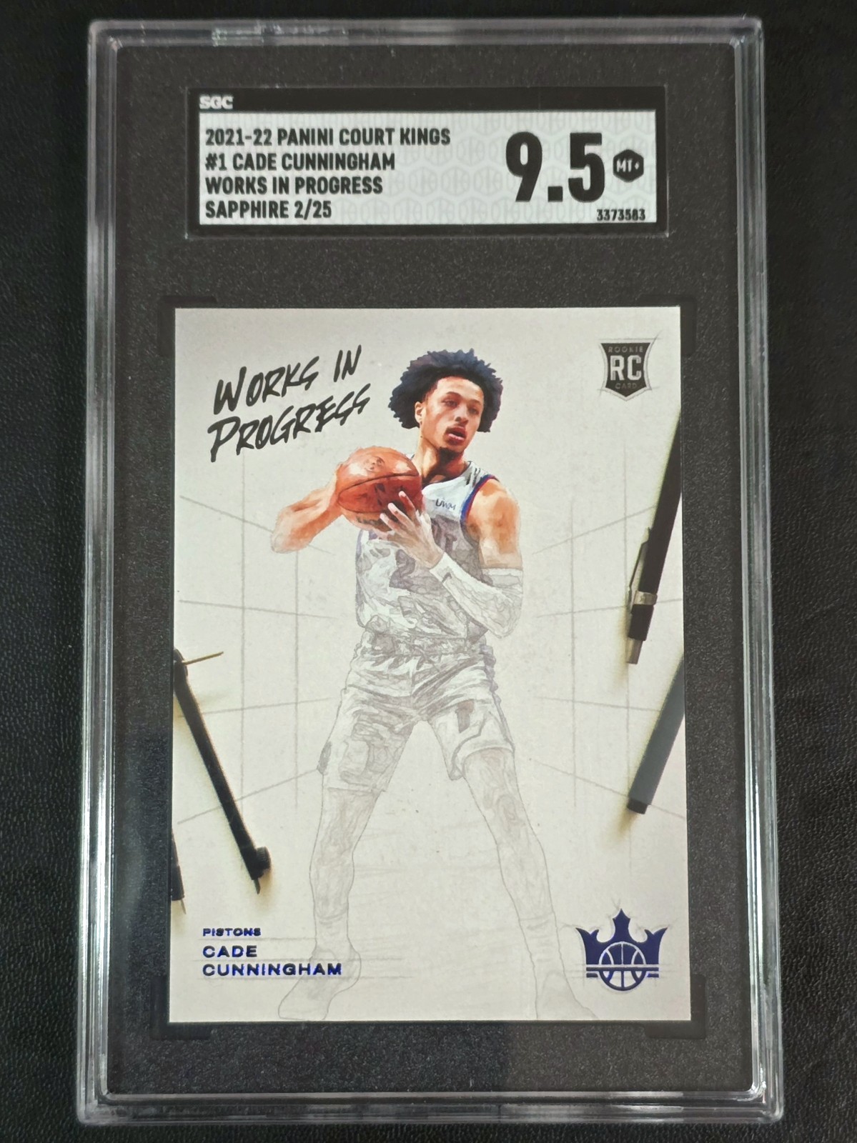 CADE CUNNINGHAM RC 2021-22 Works in Progress SAPPHIRE 2/25 SGC 9.5 Jersey Number