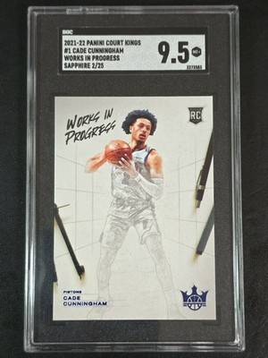 CADE CUNNINGHAM RC 2021-22 Works in Progress SAPPHIRE 2/25 SGC 9.5 Jersey Number