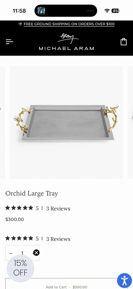 Michael Aram Orchid Large Tray - NEW IN THE BOX - Image 2 of 4