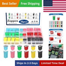 36Pcs Car Fuses Assortment Kit Automotive Tall/Standard and Low Profile Box S...