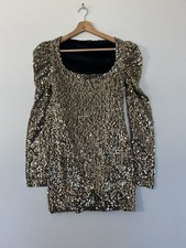 Urban Outfitters Gold Sequin Mini Dress XS Bodycon Party Cocktail 80s Y2K
