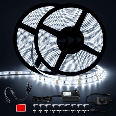 Tira De Luces LED Blancas Impermeables De 15 Metros Con Adhesivo Fuerte Pro