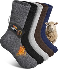 SIMIYA Mens Wool Socks Winter Thick 7-11, Black/Grey/Light Grey/Blue/Brown