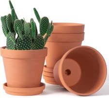 6 inch Terracotta Clay Pots for Plants with Saucer, Medium Terra Cotta Plan...