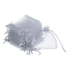 Organza Bags, 100 Pcs 3.54x2.8 Inch Drawstring Mini Pouches, Gray