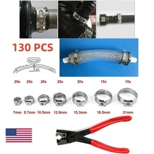 100/130X High Pressure Fuel Hose Clamps Stepless Stainless Steel Single Ear Clip