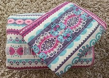    Girls Twin Quilt Coverlet and Sham Pink Aqua Boho Cottagecore GUC Pre-Owned