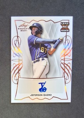 Jeferson Quero 2021 Leaf Trinity Rookie Card Autograph Auto Milwaukee Brewers