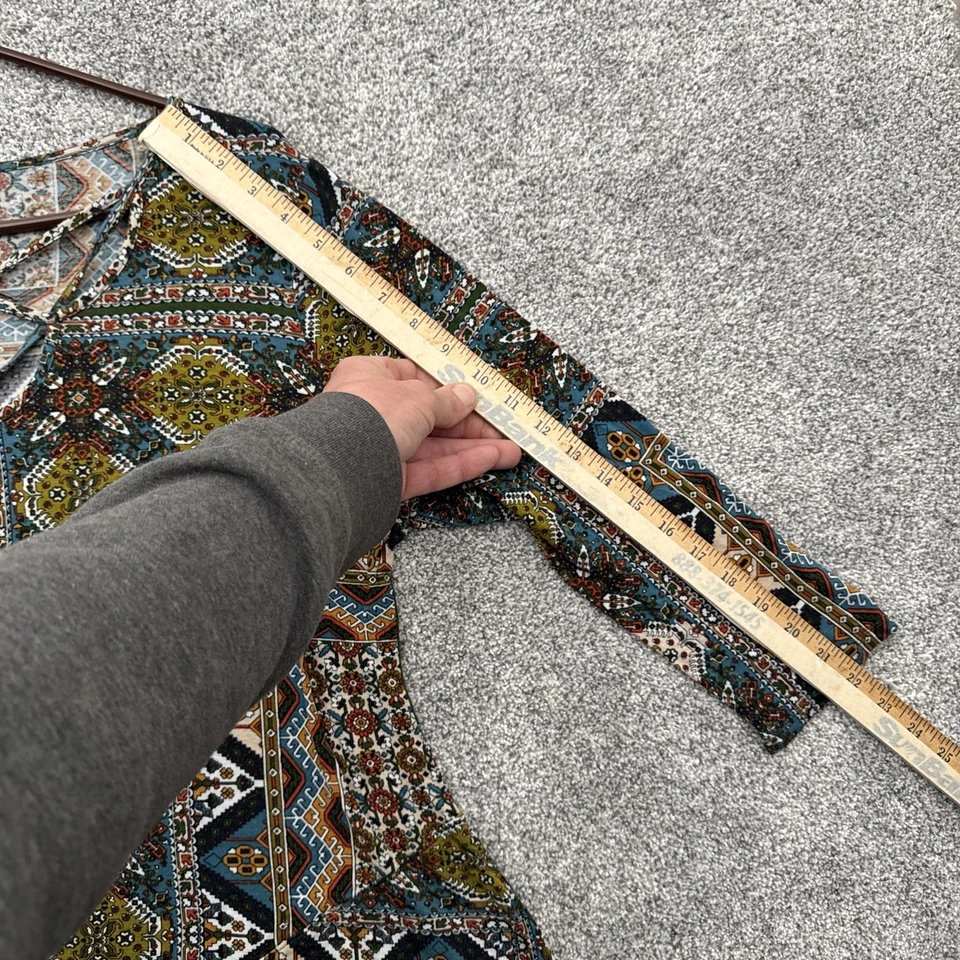 One World Tunic Top Womens 1X Plus Boho Mod Hippie Tribal Patchwork Asymmetrical - Image 4 of 4