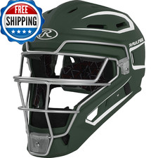 Rawlings VELO 2.0 Catcher's Helmet Baseball Senior Dark Green White 7 1/8 7 1/2