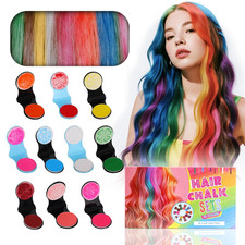 Hair Chalk Set for Girls, 10 Colors Washable Temporary Hair Color for Kids Dye C