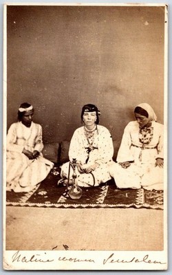 CDV 1870 Native Women Jerusalem Femmes en trachtennel shisha Foto