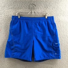 Nike Swim Trunk Short Mens M Blue Polyester Mid Rise Pull On Elastic Waistband